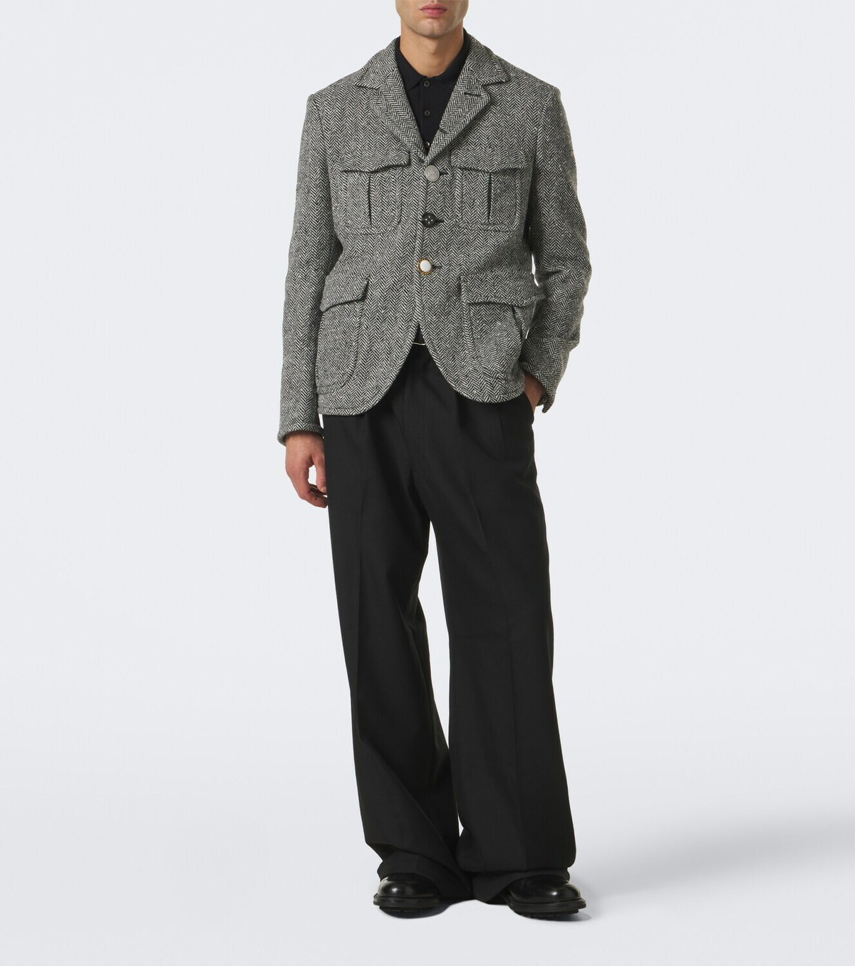 Junya Watanabe Herringbone wool-blend blazer