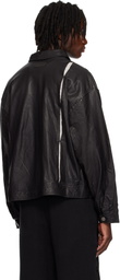 Professor.E Black E Cropped Washed Leather Jacket