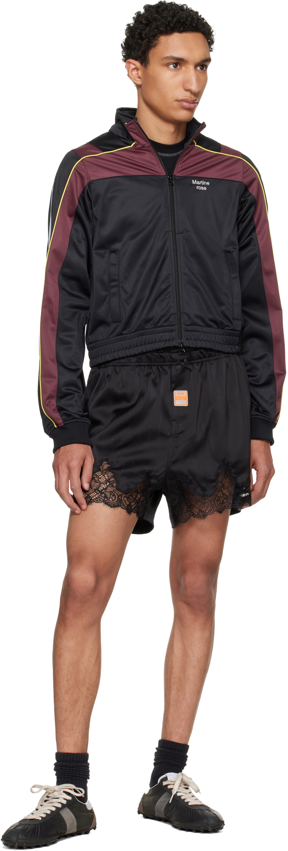 Martine Rose Black & Burgundy Shrunken Track Jacket
