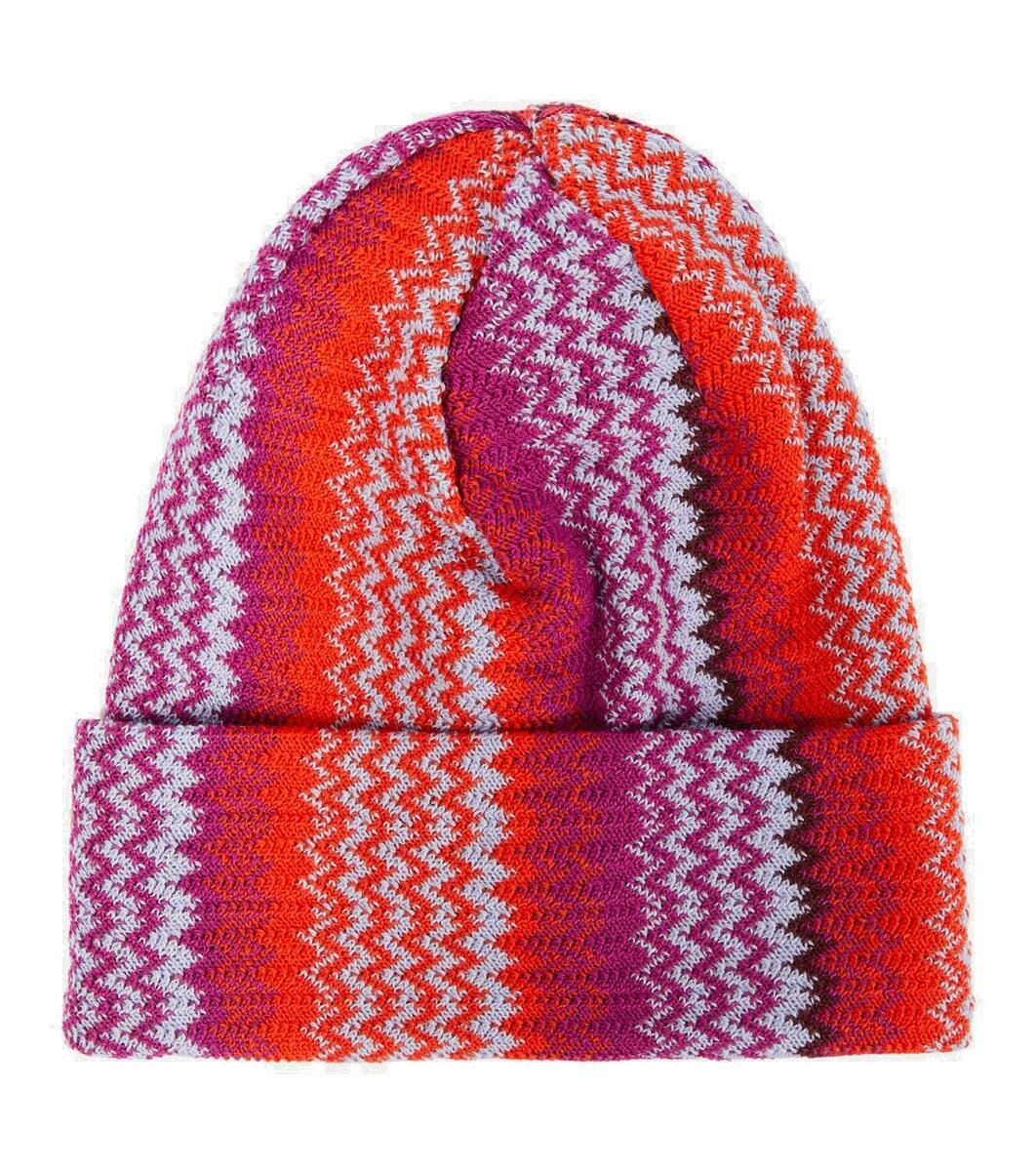 MISSONI outlets Zigzag Wool Blend Pink Multi Beanie Knit Hat NWT