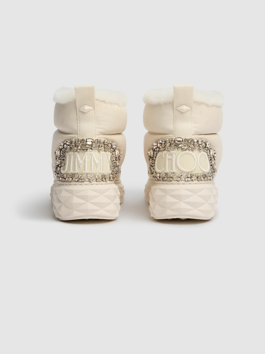 希少　JIMMY CHOO 厚底　シープスキン ムートン　 スノーブーツ JIMMY CHOO Shea faux pearl-embellished shearling ankle boots | NET