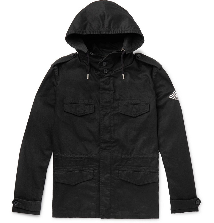 Photo: SAINT LAURENT - Cotton and Ramie-Blend Twill Hooded Field Jacket - Black