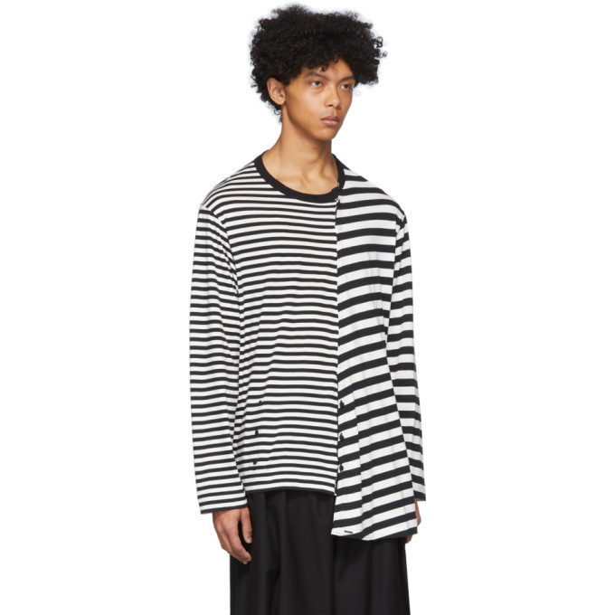 Yohji Yamamoto Black and White Stripe Long Sleeve T-Shirt Yohji Yamamoto