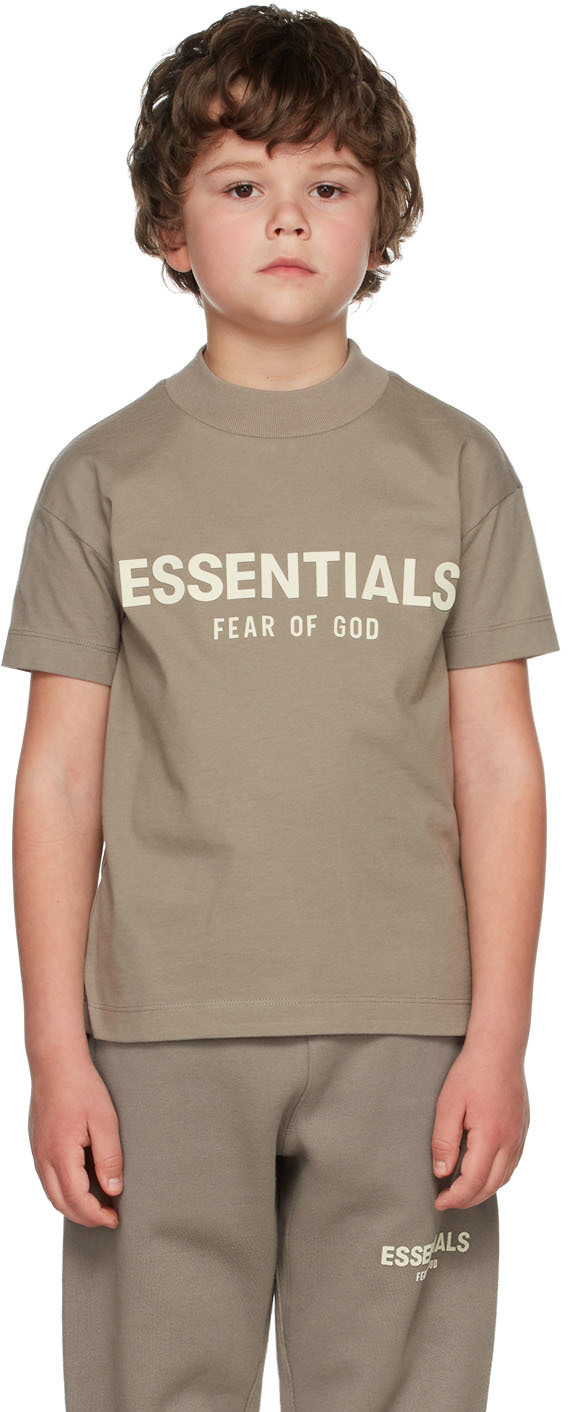 Essentials Kids Taupe Logo T-Shirt