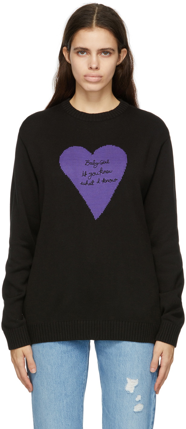 Awake NY Black Cotton 'Baby Girl' Sweater