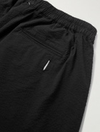 Folk - Assembly Wide-Leg Cotton-Blend Seersucker Shorts - Black