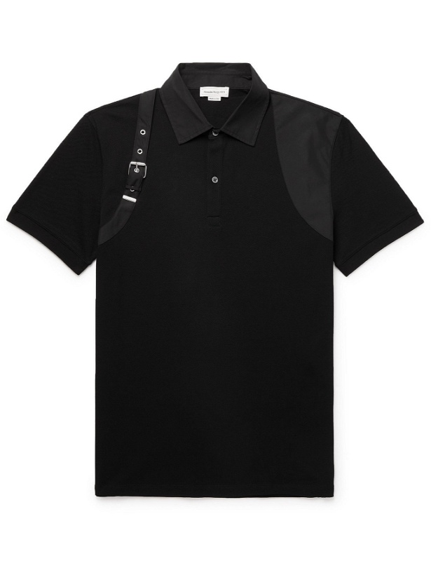 Photo: ALEXANDER MCQUEEN - Harness-Detailed Cotton-Piqué Polo Shirt - Black