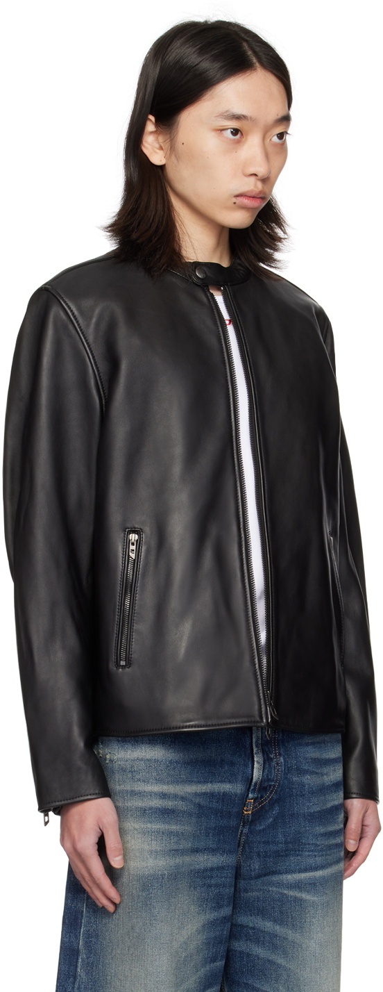 Diesel Black L-Carver Leather Jacket Diesel