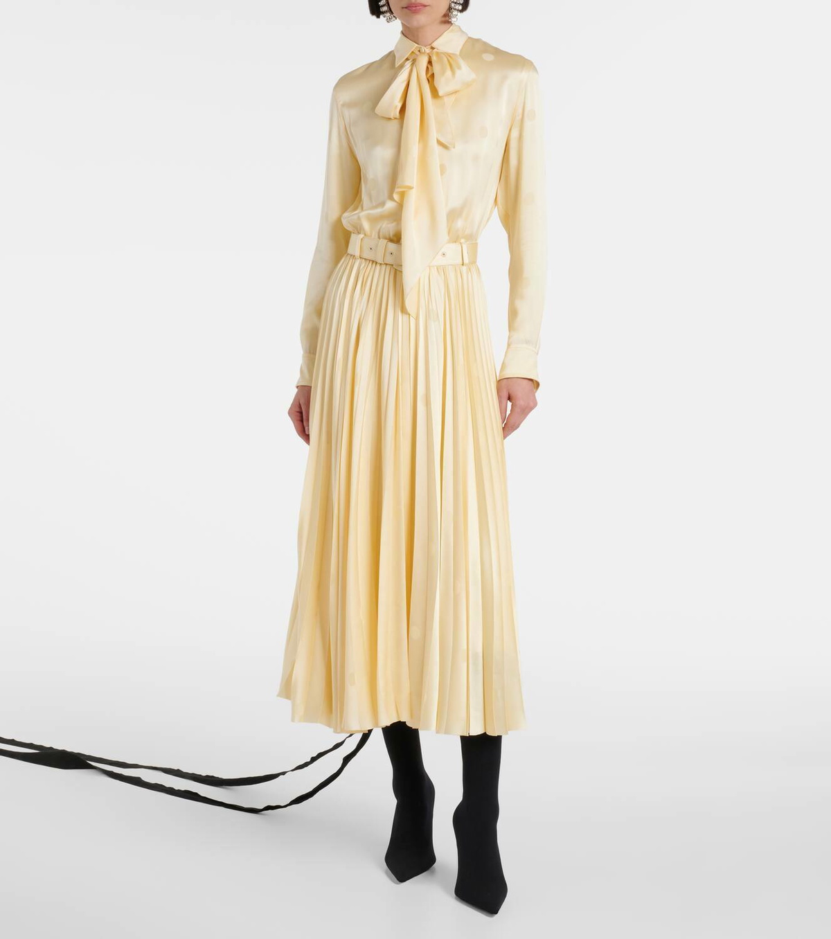 Balenciaga Bow-detail lace-up silk midi dress