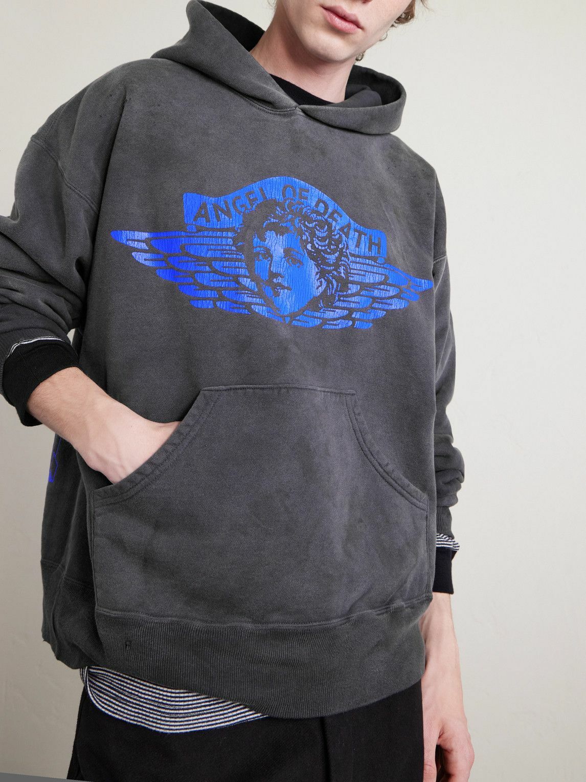 SAINT MXXXXXX - Angel Printed Cotton-Jersey Hoodie - Black