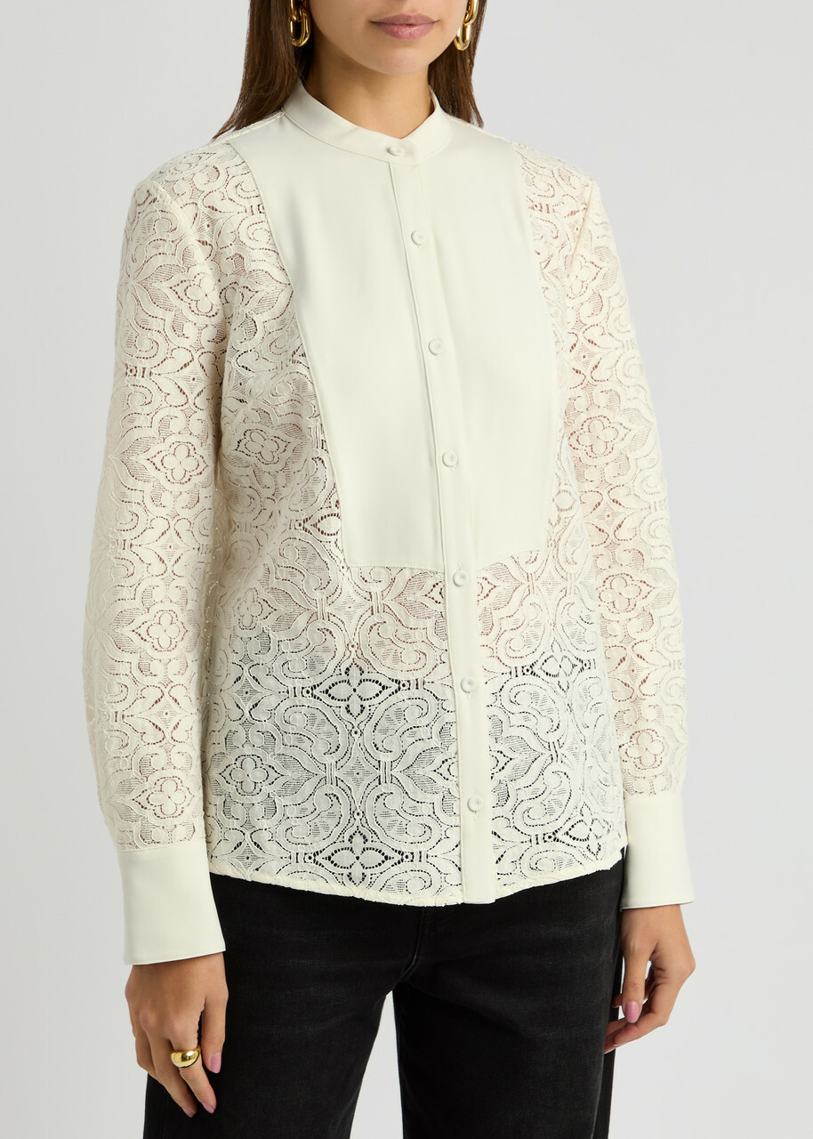 Veronica Beard Naya Lace Blouse Cream