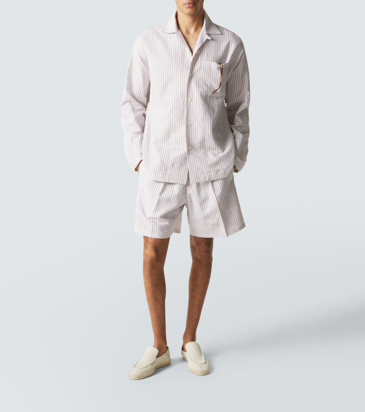 Umit Benan Julian striped cotton and silk shorts