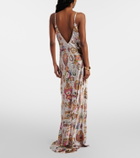 Camilla Lace-trimmed printed silk maxi dress