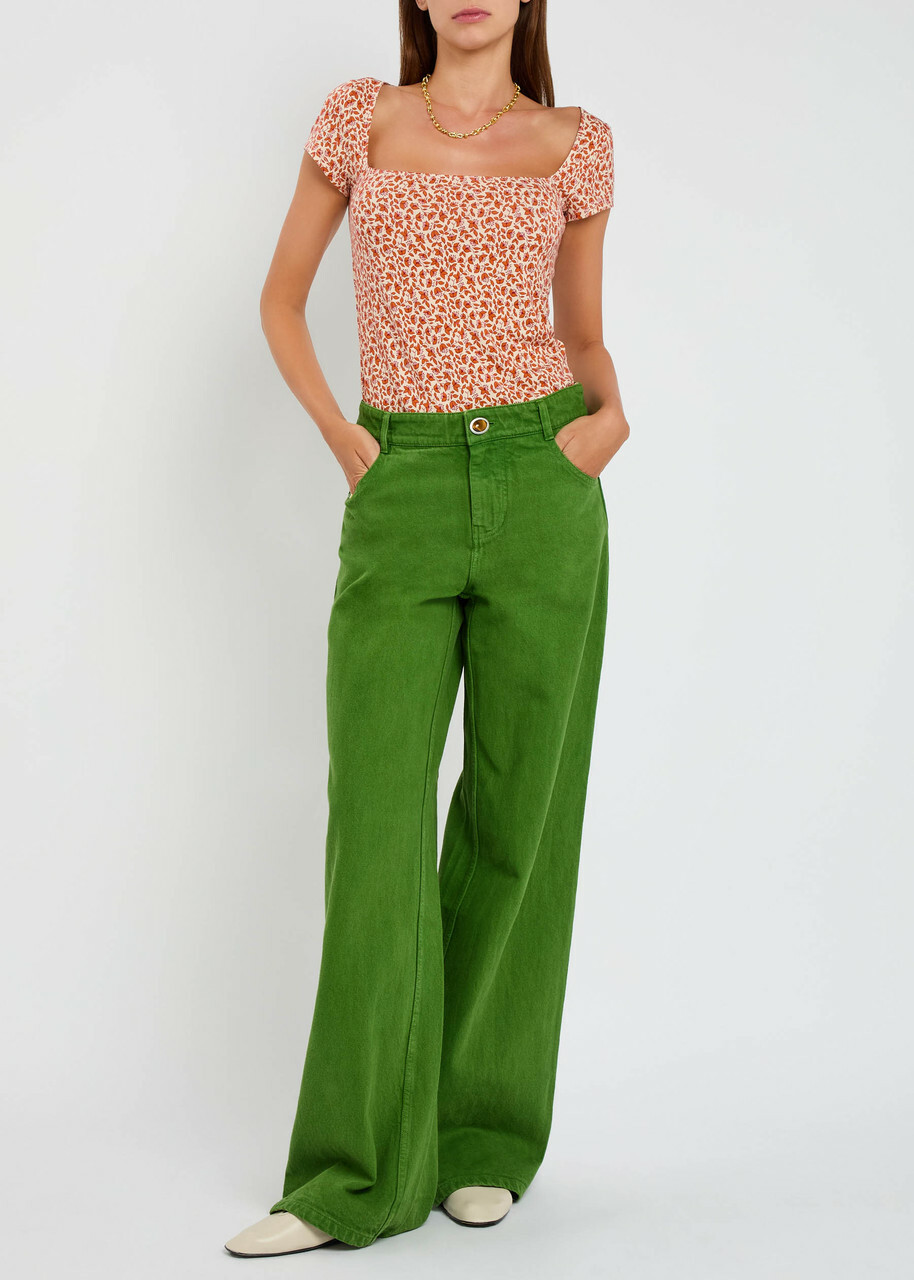 Reformation Floral-print Stretch-jersey top Red