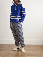 Nike - BODE Logo-Appliquéd Striped Brushed-Jersey Sweatshirt - Blue