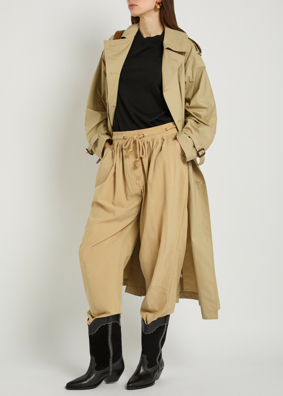 Isabel Marant Falcona Drawstring Woven Trousers Camel