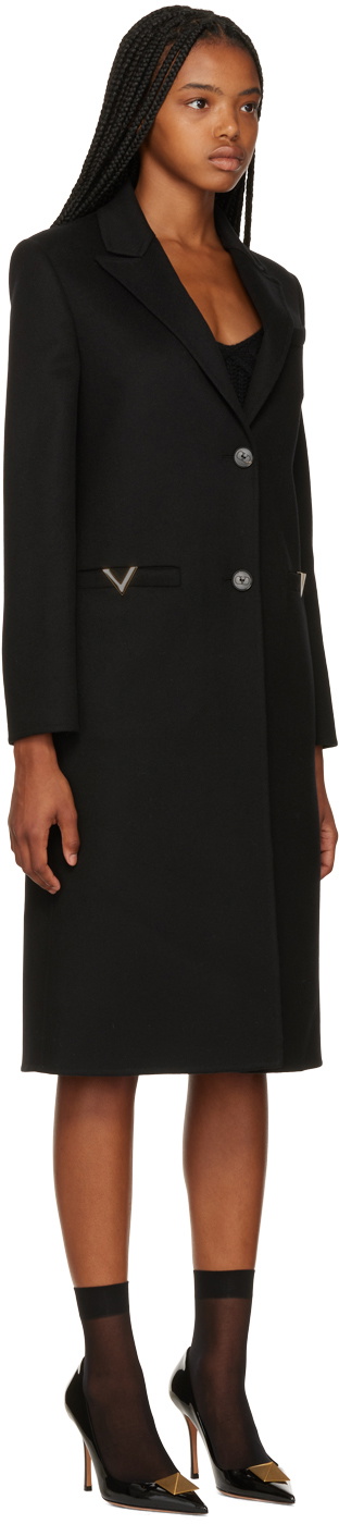 Textured Button Up Coat in Black