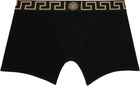 Versace Underwear Two-Pack Black & White Greca Border Long Boxer Briefs