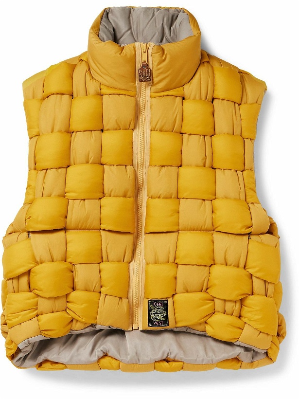 Photo: KAPITAL - Reversible Quilted Padded Shell Gilet - Yellow