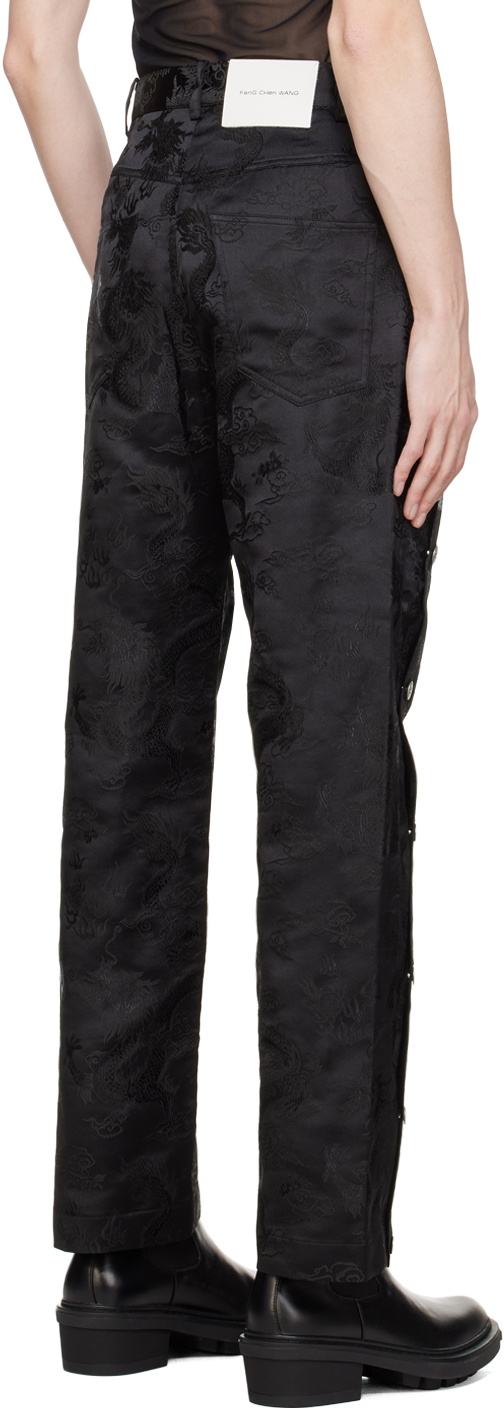 Feng Chen Wang Black Dragon Jacquard Trousers