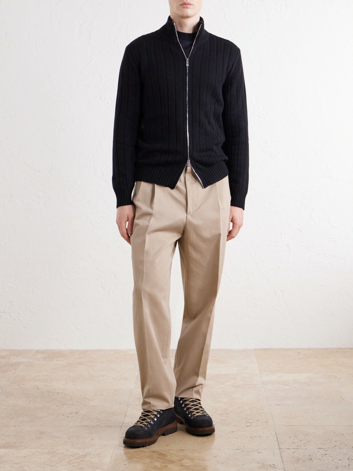 Brunello Cucinelli - Ribbed Cashmere Zip-Up Sweater - Black