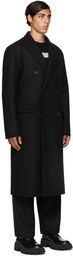 Juun.J Black Wool Double Breasted Coat