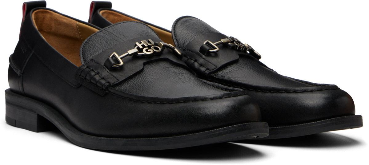 Hugo Black Stacked-Logo Bit Loafers