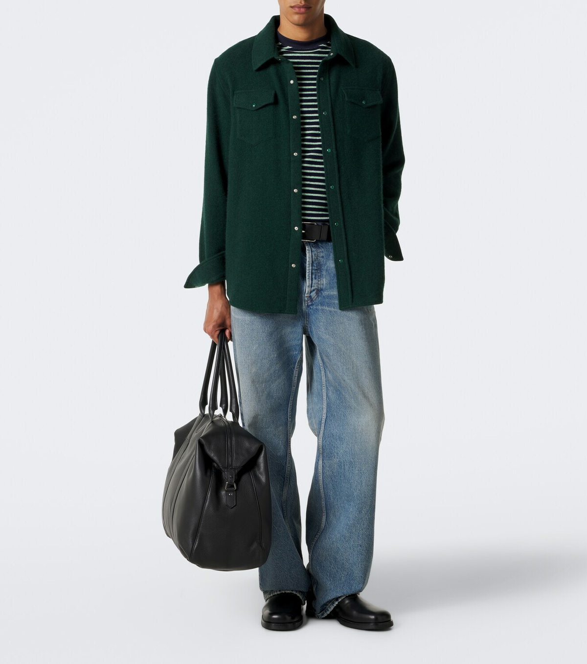 God's True Cashmere Cashmere shirt with malachite