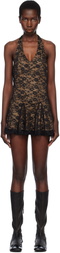 Yuhan Wang Black Halter Neck Lace Minidress