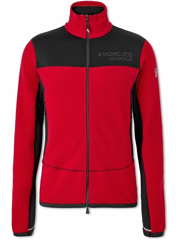 Photo: Moncler Grenoble - Shell-Trimmed Logo-Print Fleece Ski Jacket - Red