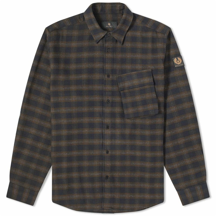 Photo: Belstaff Men's Scale Check Shirt in Olive/Charcoal