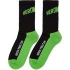 Heron Preston Black and Green Logo Socks