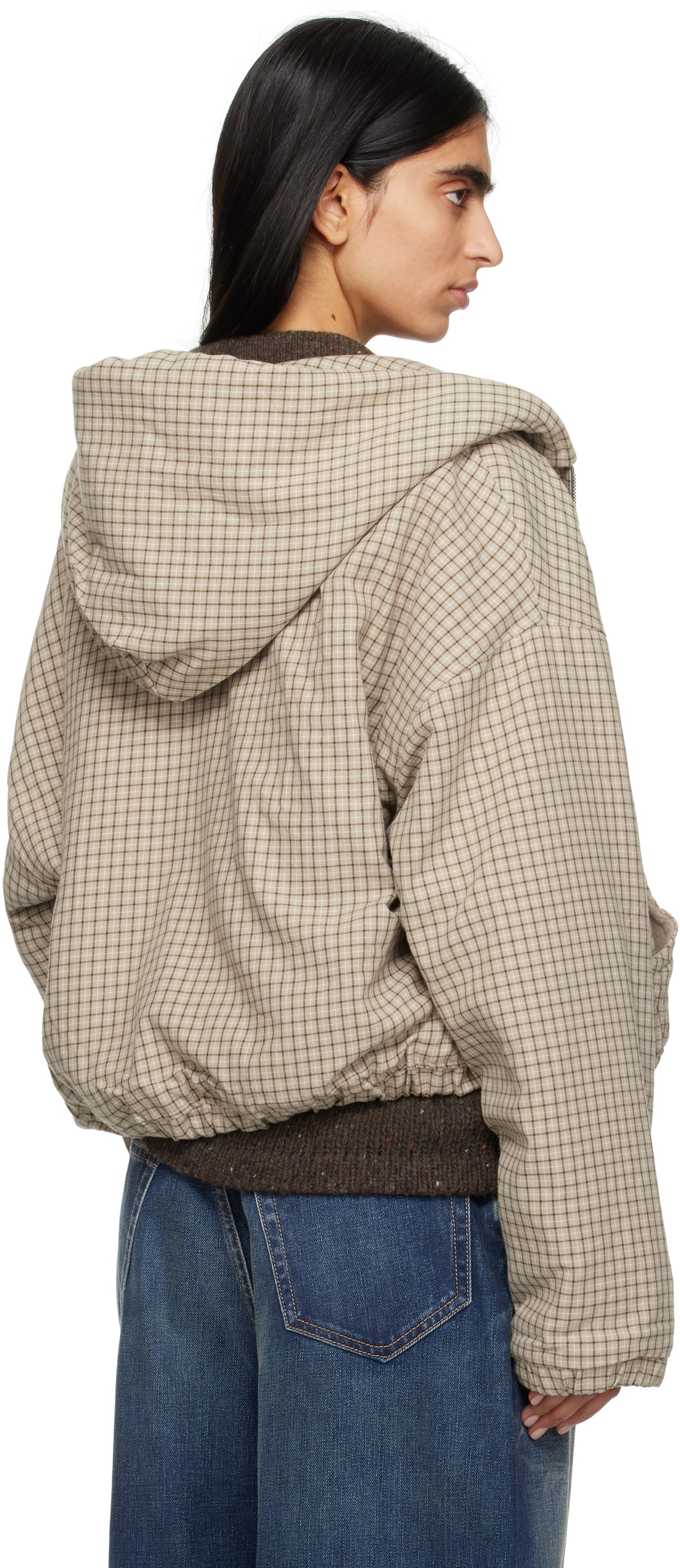 ERL Beige Plaid Padded Check Jacket ERL
