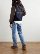 Cherry Los Angeles - Ranch Wear Appliqued Wool and Leather Varsity Jacket - Blue