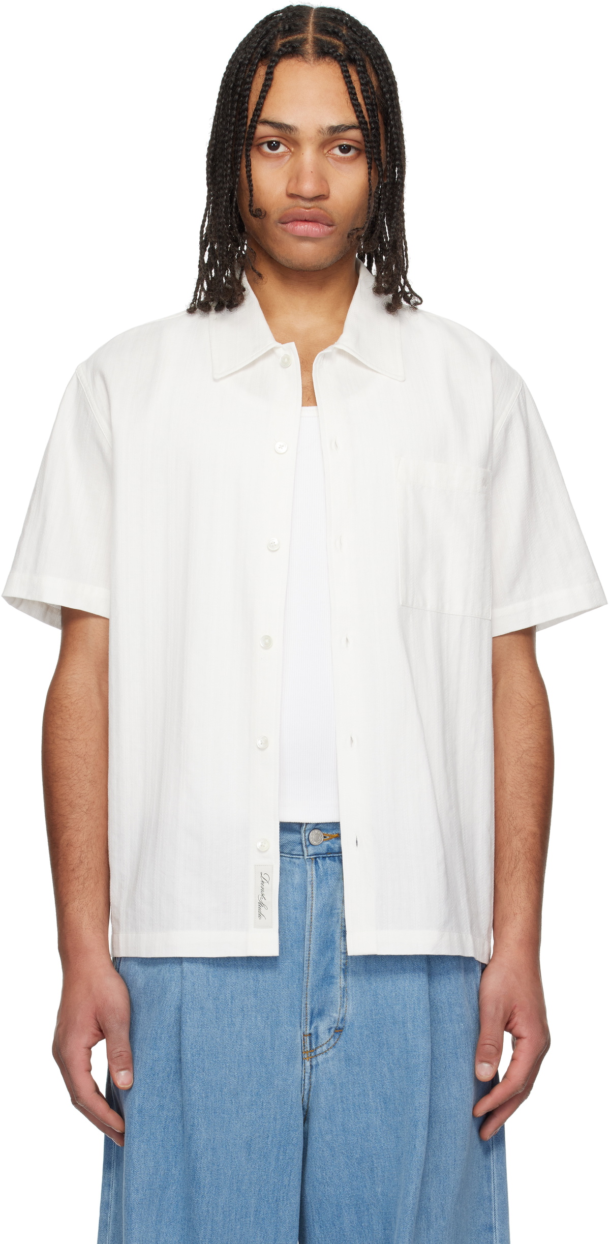 Dunst White Jacquard Collared Shirt