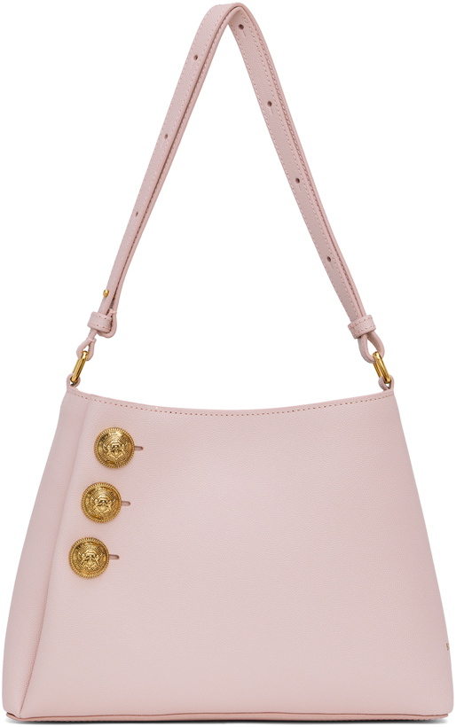 Photo: Balmain Pink Emblème Grained Calfskin Shoulder Bag