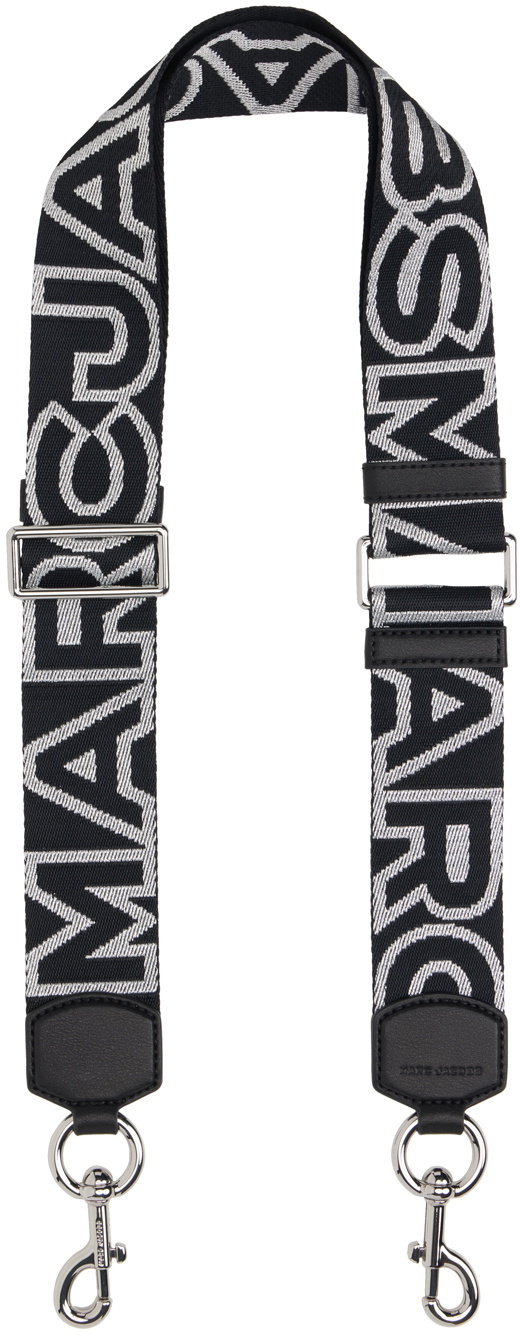 Marc Jacobs Black & Silver 'The Outline Logo Webbing' Shoulder Strap Marc  Jacobs