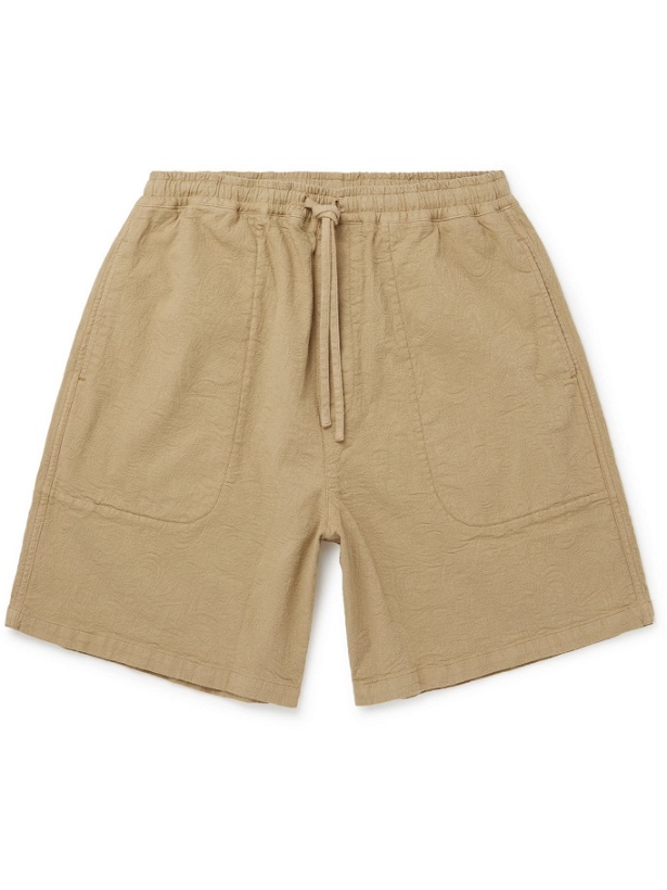 Photo: YMC - Z Garment-Dyed Stretch-Cotton Jacquard Drawstring Shorts - Neutrals - M