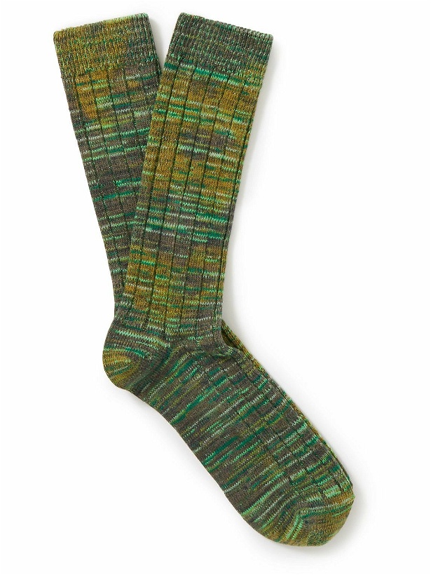 Photo: Anonymous ism - Tie-Dyed Ribbed-Knit Cotton-Blend Socks