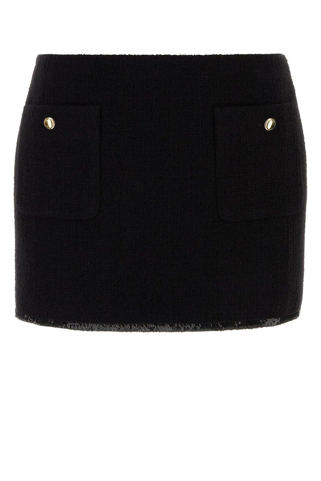 Miu Miu Dark Blue Wool Blend Mini Skirt Miu Miu