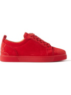 Christian Louboutin - Fun Louis Junior Logo-Embroidered Suede Sneakers - Red