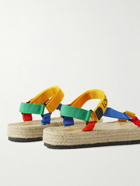 Loewe - Paula's Ibiza Logo-Embroidered Colour-Block Webbing Platform Sandals - Yellow