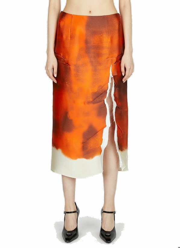 Photo: Prada - Watercolour Split Skirt in Orange