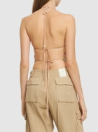 BLUMARINE - Butterfly Crystal Halter Crop Top
