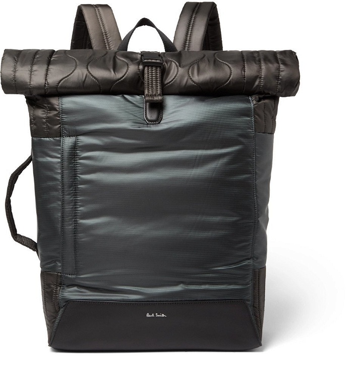 Photo: Paul Smith - Quilted Nylon and Leather Backpack - Men - Dark gray