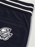 Balmain - PB Logo-Appliquéd Striped Jersey Sweatpants - Blue