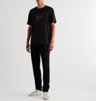 SAINT LAURENT - Printed Cotton-Jersey T-Shirt - Black