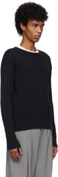 Marni Black Cable Logo Crewneck Sweater
