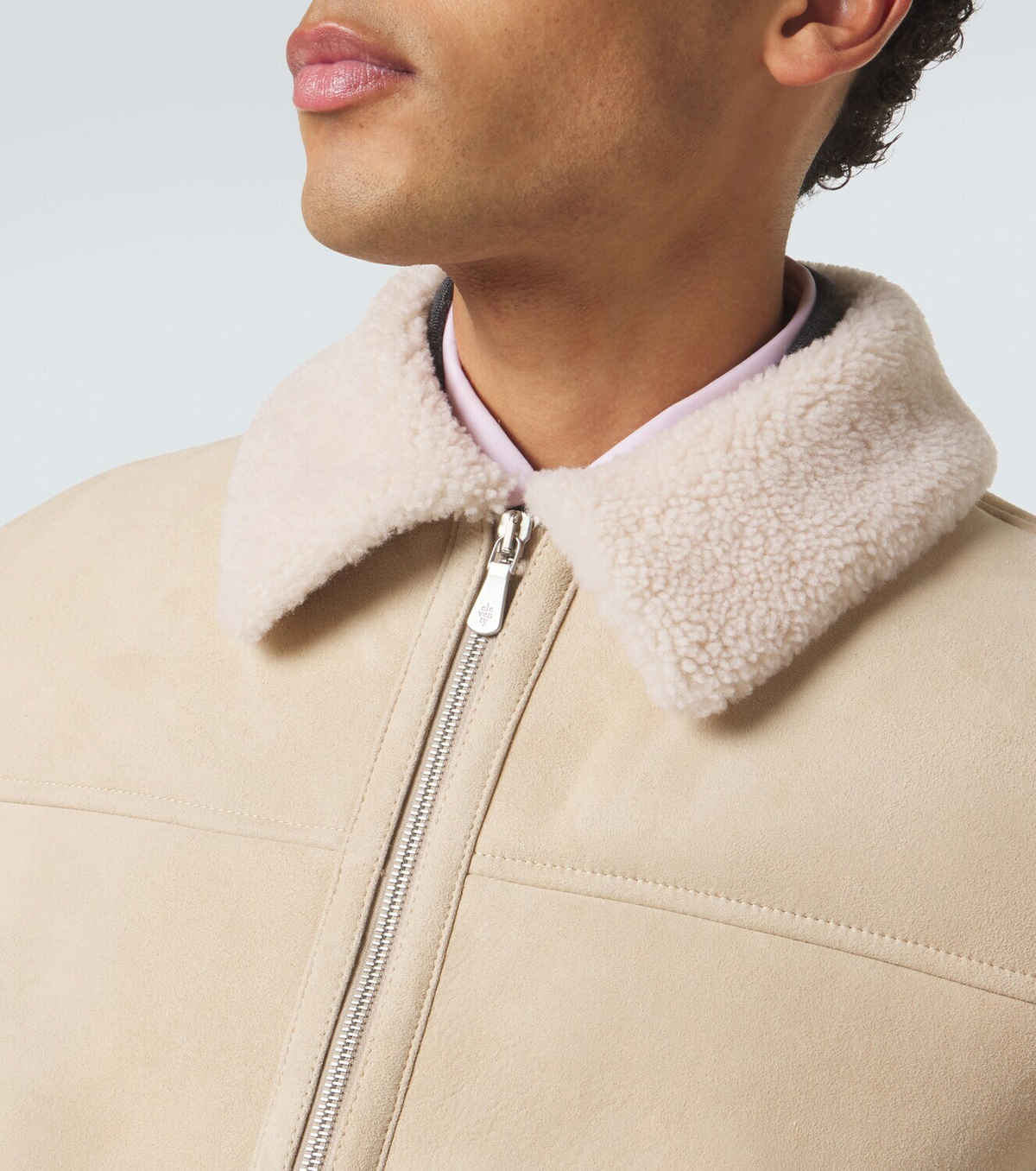 Eleventy Shearling-lined suede jacket