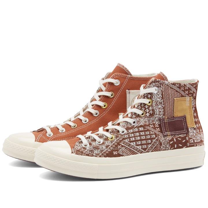 Photo: Converse Men's Chuck 70 Patchwork Sneakers in Tawny Owl/Egret/Eternal Earth